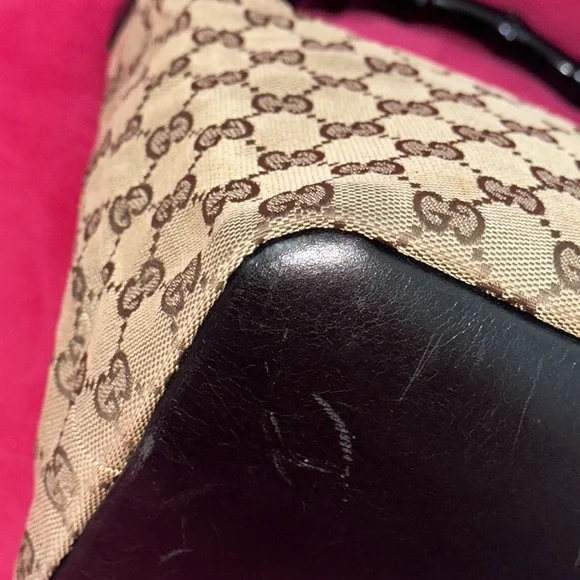Gucci bamboo strap shoulder tote hobo purse - Picture 6 of 16